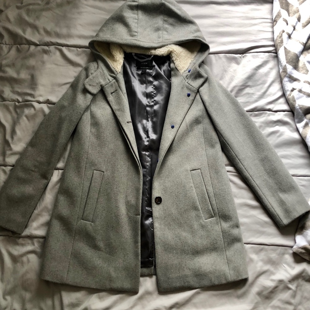 Heather gray J Crew Hooded Coat